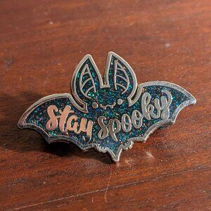Stay Spooky bat enamel pin